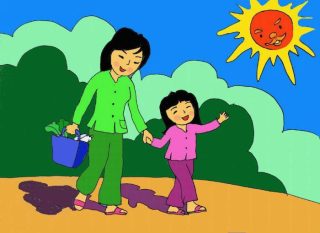 Bé và ông mặt trời...